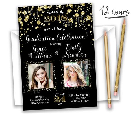 graduation party invitations for twins|More.